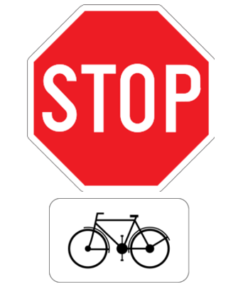 Radfahrer müssen anhalten und Vorfahrt gewähren.